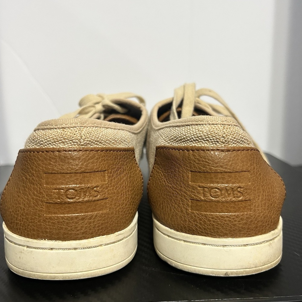 Toms Men's Natural Canvas Shoes Size 9.5 Lace Up Casual - Picture 4 of 8